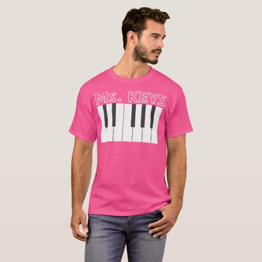 Ms. Keys Keyboard Piano Player Musical Tシャツ (正面フル)