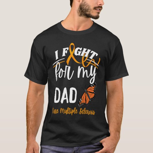 MS Multiple Sclerosis Awareness Dad Cure Monarch B Tシャツ (正面)