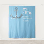 Ms to Mrsいかりビーチブルーブライダルシャワー背景 タペストリー (正面)