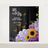 Ms to Mrsフローラ蝶ブライダルシャワー背景 タペストリー (正面)