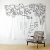 Ms to Mrsホワイトブライダルシャワー背景 タペストリー (インサイチュ(横))