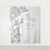 Ms to Mrsホワイトブライダルシャワー背景 タペストリー (正面)