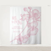 Ms to Mrs Boho Pink Orchid Whiteブライダル背景 タペストリー (正面)