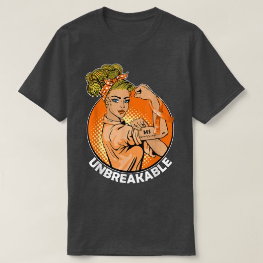 MS Warrior Unbreakable Multiple Sclerosis Awarenes Tシャツ (デザイン正面)
