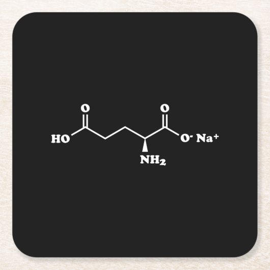 MSGグルタミン酸ナトリウム分子化学式 スクエアペーパーコースター (正面)