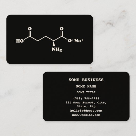 MSG Monosodium Glutamate Molecule Chemical Formula 名刺 (正面/裏面)