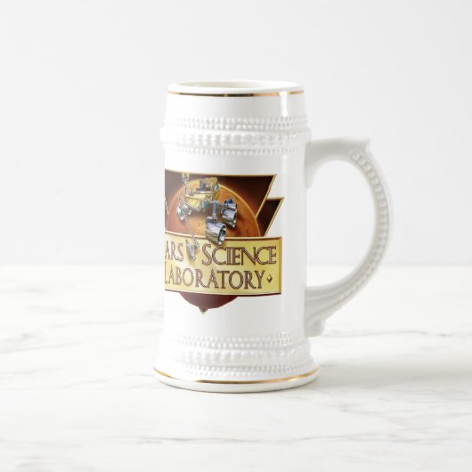 MSLの打上げ隊のロゴ ビールジョッキ (右)