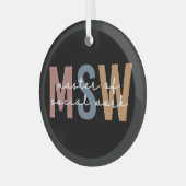 MSWソーシャルワークのマスターレトロ卒業 ガラスオーナメント (正面左)