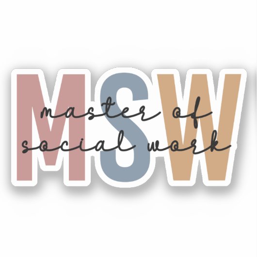 MSWソーシャルワークのマスターレトロ卒業 シール (正面)