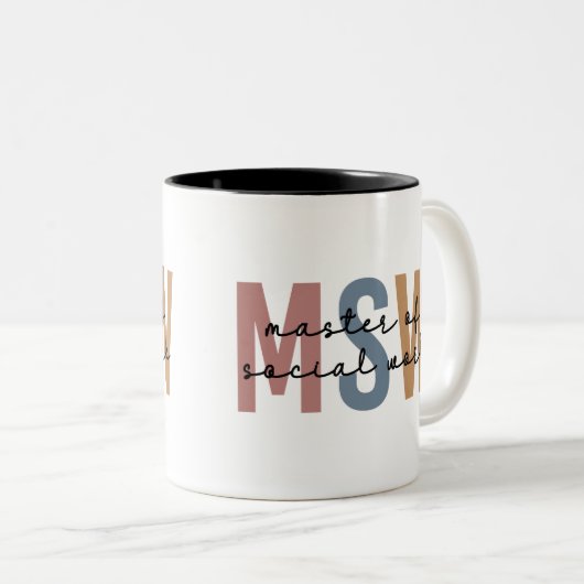 MSWソーシャルワークのマスターレトロ卒業 ツートーンマグカップ (正面右)