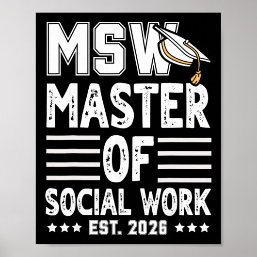 MSW修了2026 ソーシャルワーカー修士号卒業 社会 ポスター (正面)