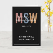 MSW社会カスタム業務修士レトロ卒業 カード (黄色い花)