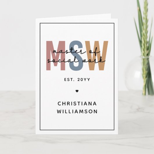 MSW社会カスタム業務修士レトロ卒業 カード (正面)