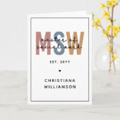 MSW社会カスタム業務修士レトロ卒業 カード (黄色い花)