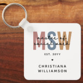 MSW社会カスタム業務修士レトロ卒業 キーホルダー (正面)