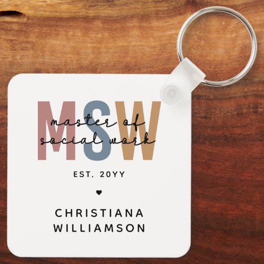 MSW社会カスタム業務修士レトロ卒業 キーホルダー (裏面)