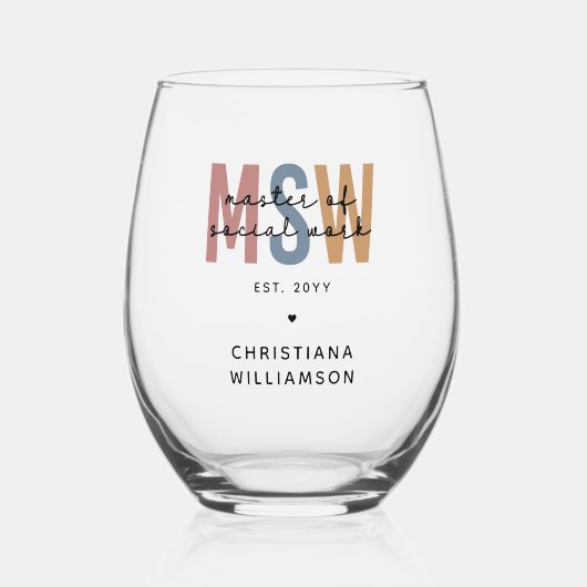 MSW社会カスタム業務修士レトロ卒業 ステムなしワイングラス (正面)