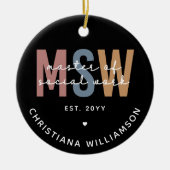 MSW社会カスタム業務修士レトロ卒業 セラミックオーナメント (正面)