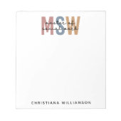 MSW社会カスタム業務修士レトロ卒業 ノートパッド (正面)