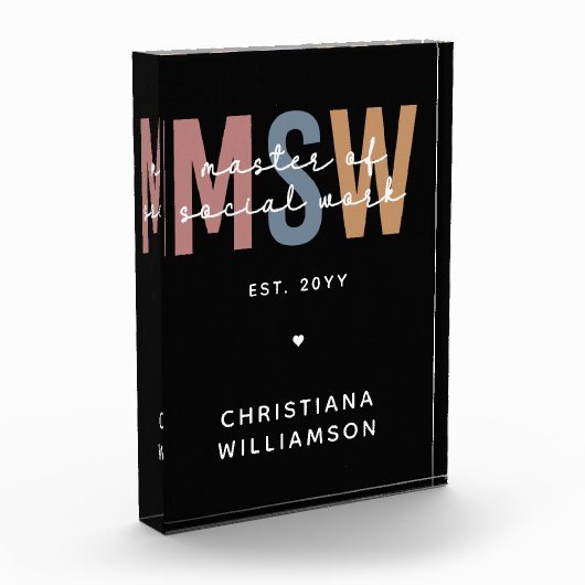 MSW社会カスタム業務修士レトロ卒業 フォトブロック (左)