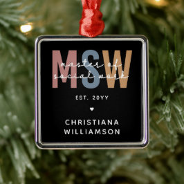 MSW社会カスタム業務修士レトロ卒業 メタルオーナメント