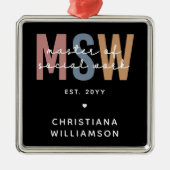 MSW社会カスタム業務修士レトロ卒業 メタルオーナメント (正面)