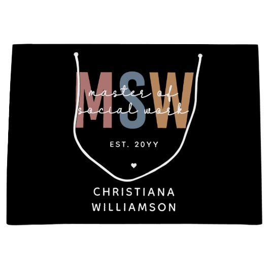 MSW社会カスタム業務修士レトロ卒業 ラージペーパーバッグ (正面)