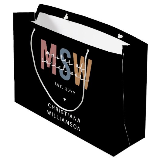 MSW社会カスタム業務修士レトロ卒業 ラージペーパーバッグ (裏面アングル)