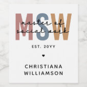 MSW社会カスタム業務修士レトロ卒業 ワインラベル (シングルラベル)