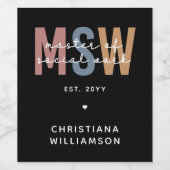 MSW社会カスタム業務修士レトロ卒業 ワインラベル (シングルラベル)