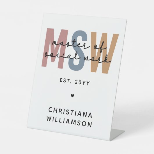 MSW社会カスタム業務修士レトロ卒業 台座サイン (正面)