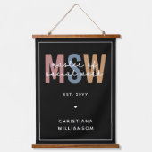 MSW社会カスタム業務修士レトロ卒業 吊り下げ型タペストリー (正面)