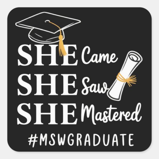 MSW Master’s Degree Master of Social Work Graduate スクエアシール (正面)
