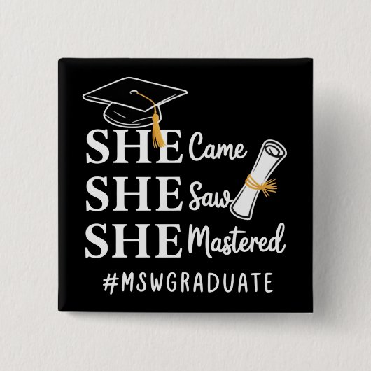 MSW Master’s Degree Master of Social Work Graduate 缶バッジ (正面)