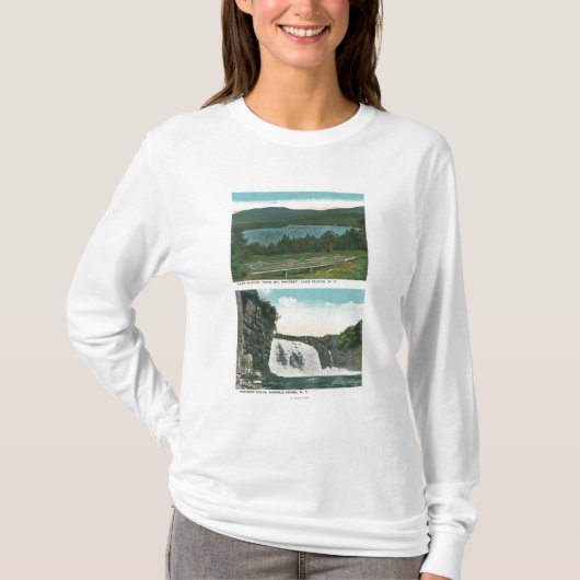 Mtウィットニー、虹の滝からの湖の眺め Tシャツ (正面)