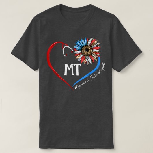 MT診療技術者米国ひまわり聴診器H Tシャツ (デザイン正面)