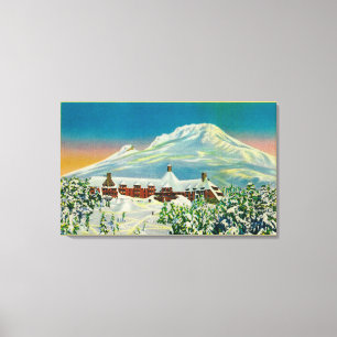 Mt.のフードの冬の樹木限界線ロッジ キャンバスプリント