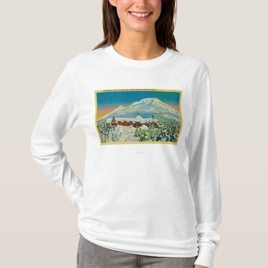 Mt.のフードの冬の樹木限界線ロッジ Tシャツ (正面)