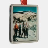 Mt.スポケーンの州立公園の女性SkiingWashington メタルオーナメント (右)