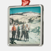 Mt.スポケーンの州立公園の女性SkiingWashington メタルオーナメント (左)