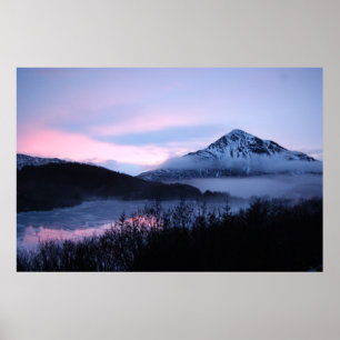 Mt.バロメーター及びLake LouiseのKodiak、アラスカ ポスター
