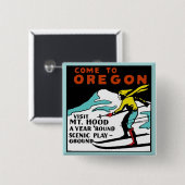 Mt.フードオレゴン-ヴィンテージ旅行 缶バッジ (正面&裏面)