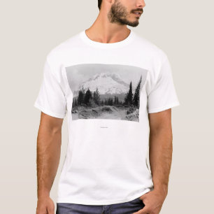 Mt.政府のキャンプの写真からのフードの眺め Tシャツ