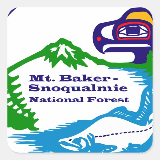 Mt Baker - Snoqualmie National Forestのロゴ スクエアシール (正面)