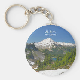 Mt. Baker, Washington Landscape Button Keychain キーホルダー