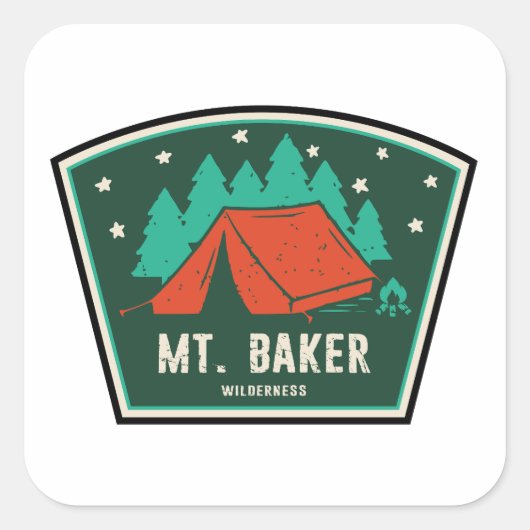 Mt. Baker Wilderness Washington Camping スクエアシール (正面)