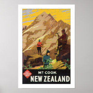 Mt Cook New Zealand (white) ポスター