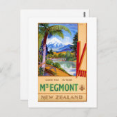 Mt. Egmontニュージーランドヴィンテージ旅行ポスター ポストカード (正面/裏面)
