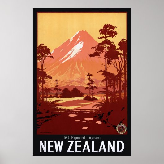Mt. Egmont New Zealand Vintage Poster 1934 ポスター (正面)