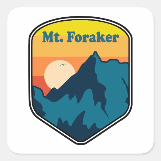 Mt. Foraker Alaska Sunrise スクエアシール (正面)